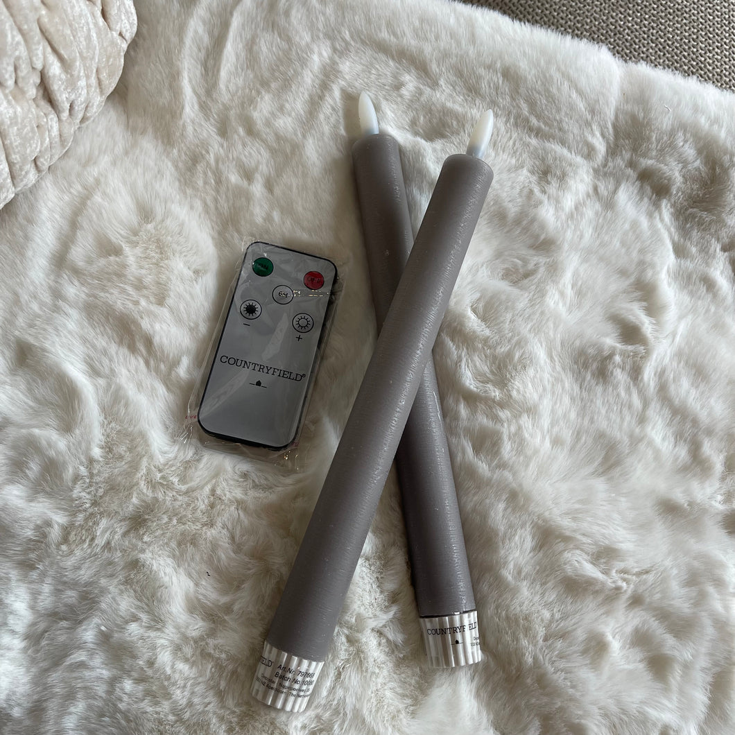 DS LED dinner candle L taupe (set2)
