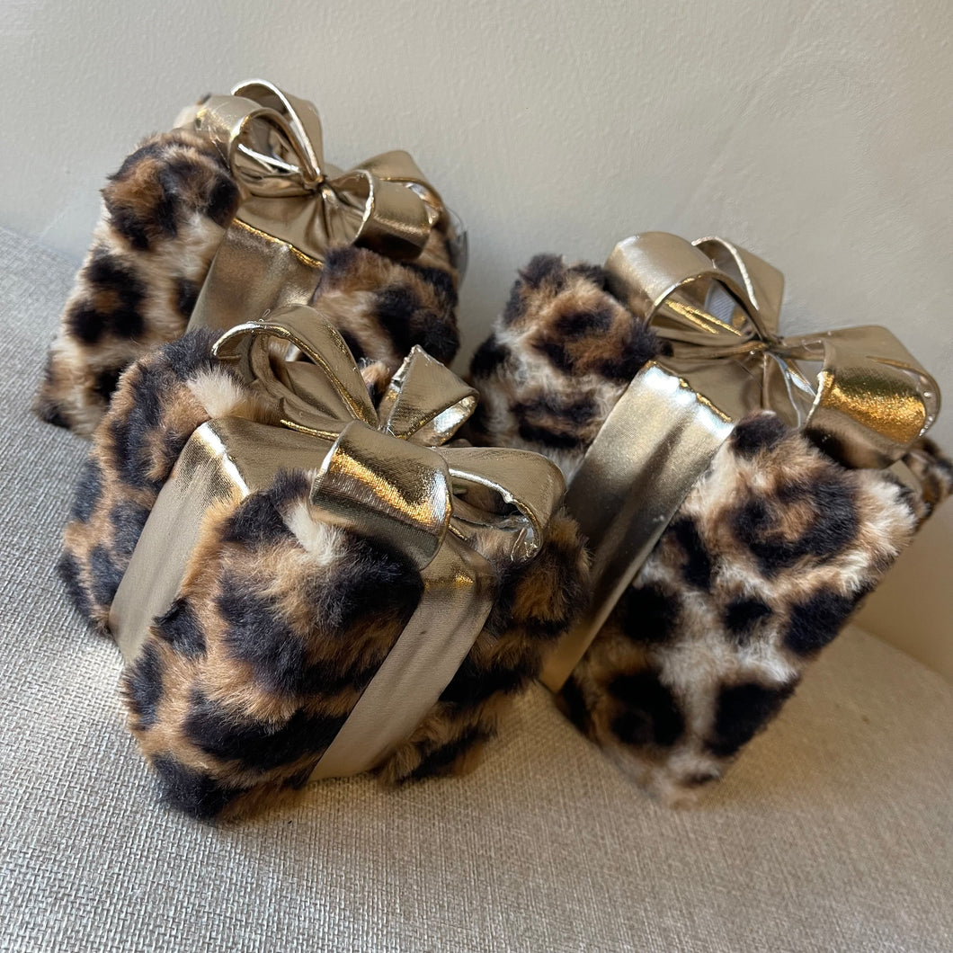 Xmas box led leopard gold (set3)