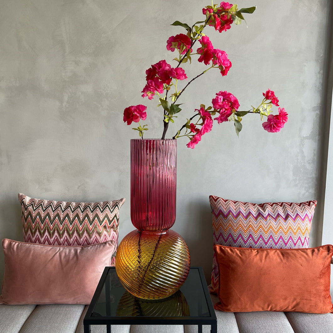 Vase pink orange glass L
