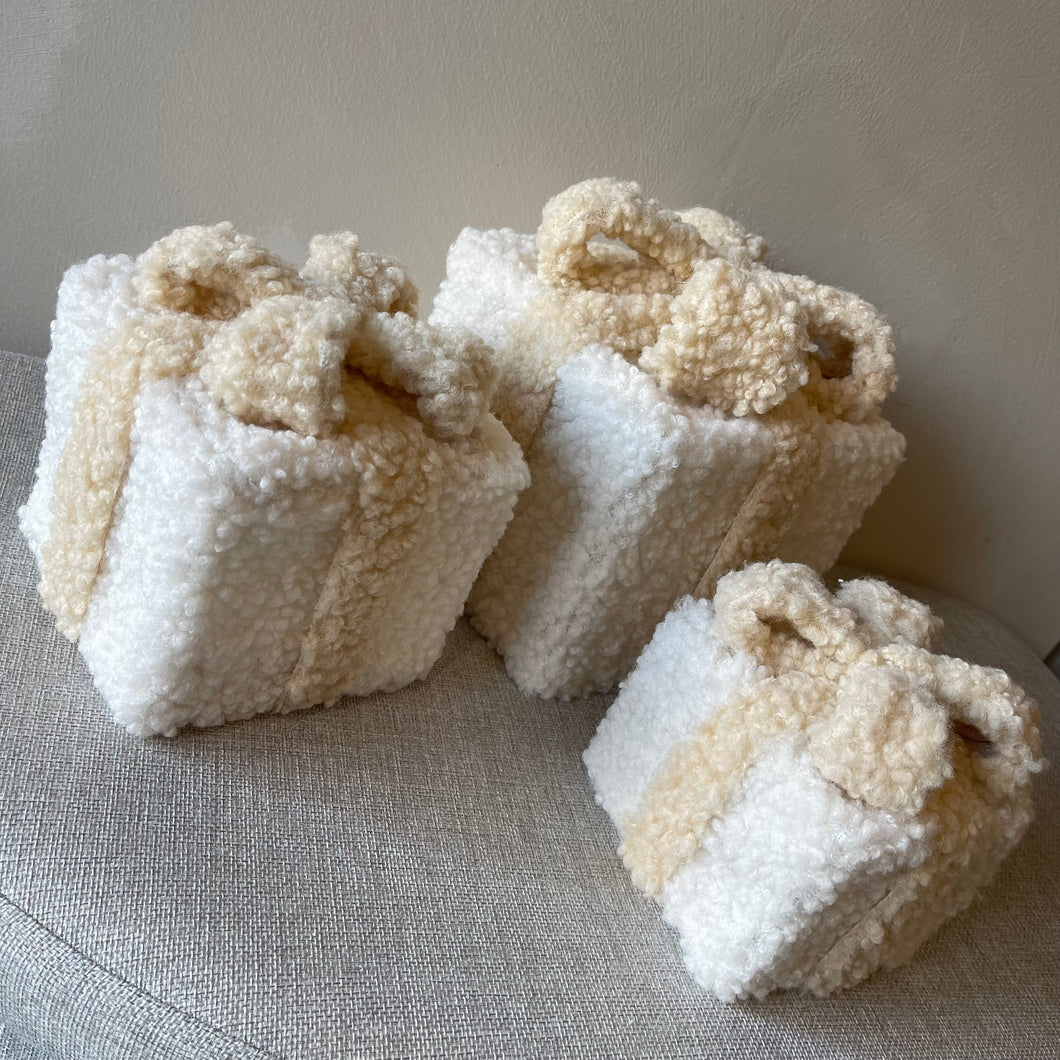 Xmas box led teddy creme/sand (set3)