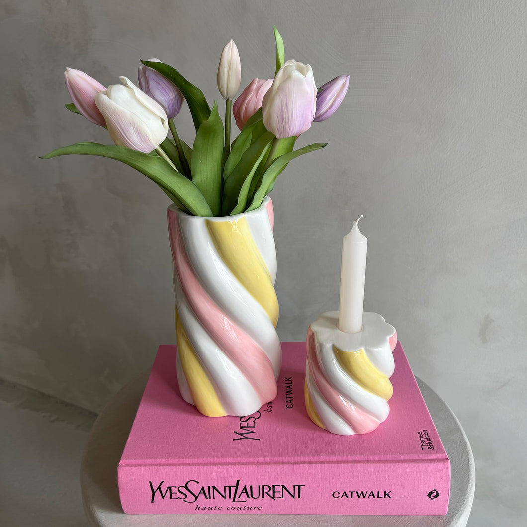 HV vase swirl pink/yellow